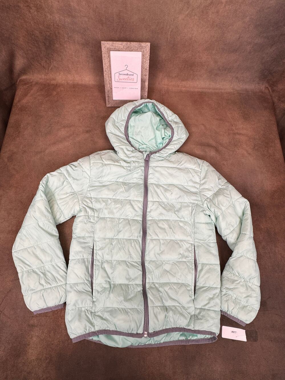 Xersion Girls Mint Green Lightweight Puffer Jacket Size 7/8 #977